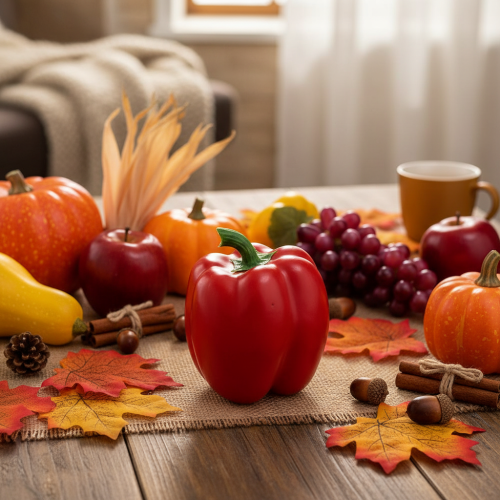 daiktų Dekoratyvinis daržovių pipirų raudonas maisto manekenas H10cm