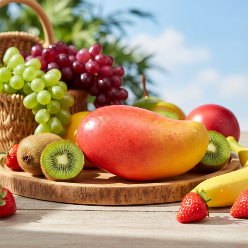 daiktų Dirbtinis Mango Red, Yellow Realistic Food Dummy 15cm