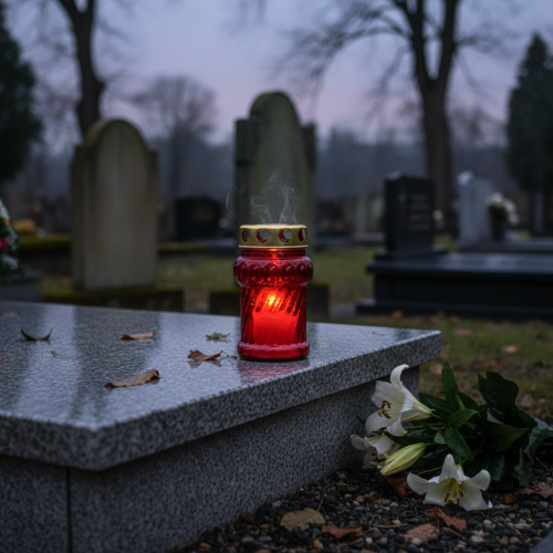 daiktų Kapo žvakė rudeninei kapo puošmenai Visų Šventųjų dienai ir Mirusiųjų sekmadieniui, 13 cm, 8 vnt.