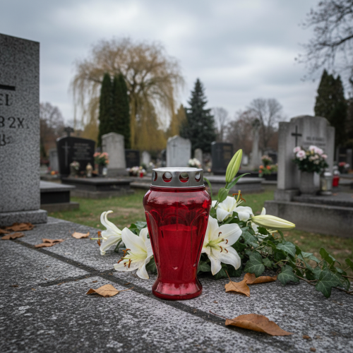 daiktų Kapų žvakės raudoni lašai gedulo lemputės Ø9cm H17cm 4 vnt