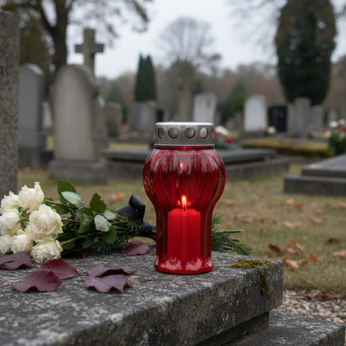 daiktų Kapų žvakės raudonos gedulo lemputės atminimo lemputės Ø10cm H18cm 4 vnt.