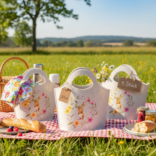 daiktų Veltinio maišelis su žavingu Velykų zuikučiu, tinka pavasariui ir vasarai, 27 cm, 4 vnt.