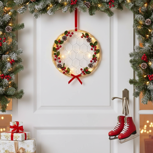 daiktų Dekoratyviniai metaliniai rafijos pakabinimo žiedai, Ø20cm, 4 vnt., bohemiška sienų dekoracija, langų dekoracija