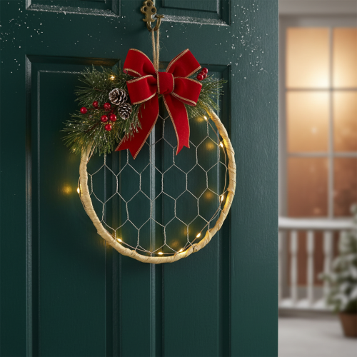 daiktų Dekoratyviniai metaliniai rafijos pakabinimo žiedai, Ø20cm, 4 vnt., bohemiška sienų dekoracija, langų dekoracija