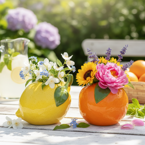 daiktų Citrusinių vaisių vaza, apelsinų ir citrinų, kaip ekstravagantiškas namų aksesuaras, vasaros dekoracija, 10 cm, 2 vnt.
