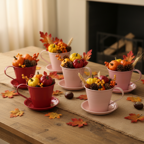 daiktų Sodinimo puodelis su lėkštute kūrybiniams sodams, 11 cm, 6 vnt.