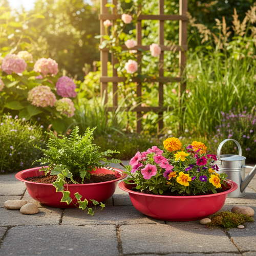 daiktų Apvalus vazonas stilingam vidaus ar sodo dekoravimui, 29 cm, 2 vnt.