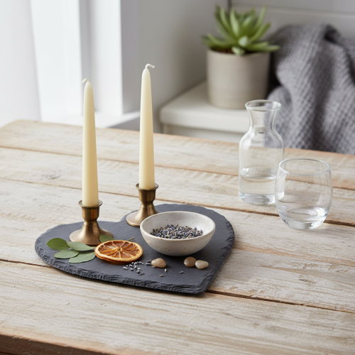 daiktų Širdelės formos skalūno dekoracija stilingam stalo papuošimui ir kūrybinėms idėjoms