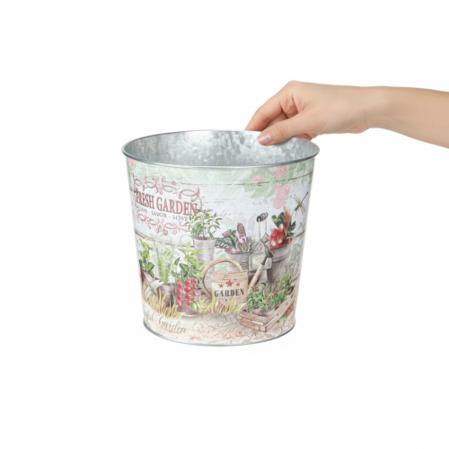 daiktų Maži metaliniai gėlių vazonai, spalvoti, „Fresh Garden“, 16 cm aukščio, 2 vnt.