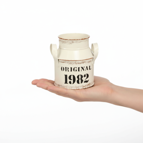 daiktų Metalinis dekoratyvinis ąsotis „Original 1982“ kreminės rūdžių spalvos, aukštis 16 cm, 2 vnt.