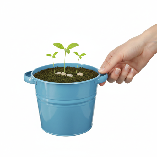 daiktų Dekoratyvinis metalinis gėlių vazonas/sodintuvas, mėlynas, 31 cm x 26 cm x 21,5 cm