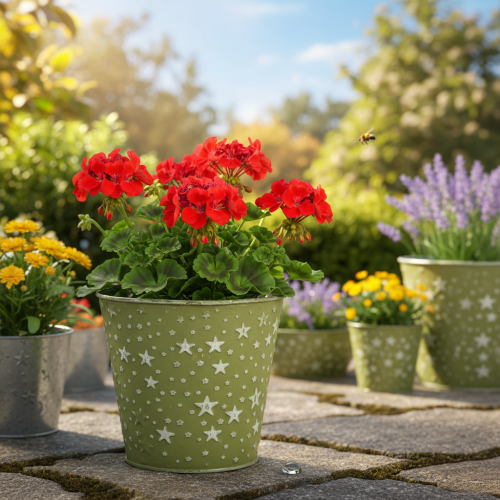 daiktų Sidabriškai žalias vazonas, metalinis gėlių vazonas su žvaigždutėmis, Ø14cm