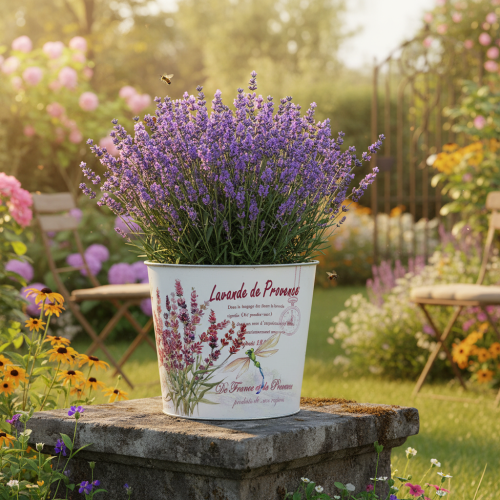 daiktų Metalinis vazonas-gėlių vazonas, levandų spalvos, Ø24cm, aukštis 21cm