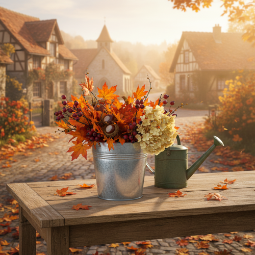 daiktų Metalinis gėlių vazonas su rankenomis, dekoratyvinis kibiras, Ø21cm, aukštis19.5cm