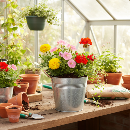 daiktų Metalinis gėlių vazonas su rankenomis, dekoratyvinis kibiras, Ø16cm, aukštis15cm