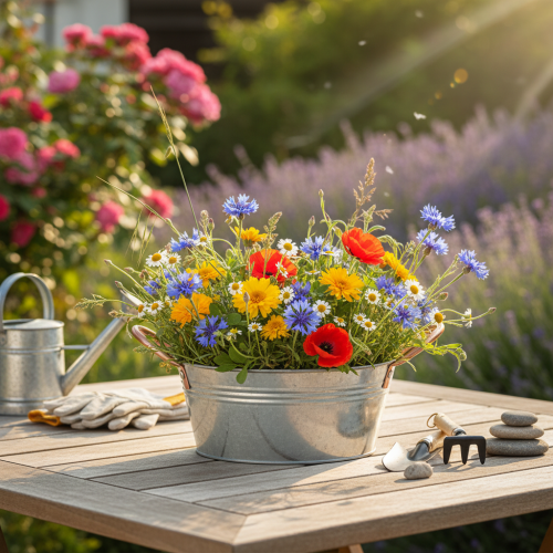 daiktų Apvalus gėlių dubuo su rankenomis, metalinis dubuo, Ø21cm, aukštis9.5cm