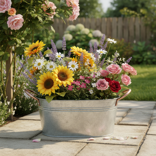 daiktų Gėlių dubuo su rankenėlėmis, dekoratyvinis dubuo, metalinis, 17,5 × 12 × 9 cm