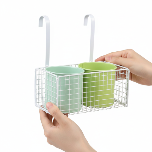 daiktų Pakabinamas metalinis gėlių vazonas, žalias, balkono dekoracija, ilgis 22 cm, aukštis 23,5 cm