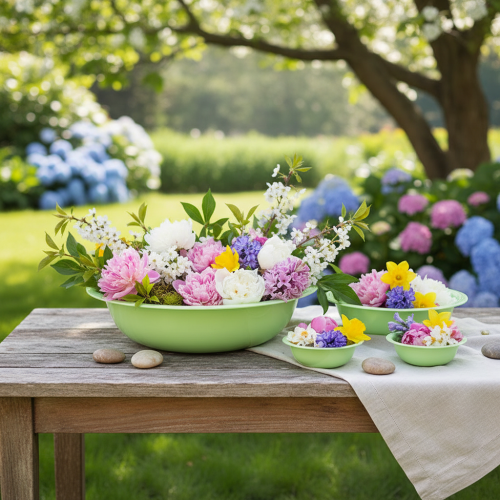 daiktų Dekoratyvinis metalinis dubuo, žalias, emalio imitacijos metalinis dubuo, Ø29 cm