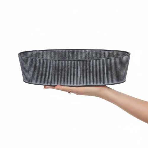 daiktų Ovalus metalinis dubuo, juodas/pilkas, vintažinio stiliaus, 32,5/37 cm, 2 vnt. rinkinys