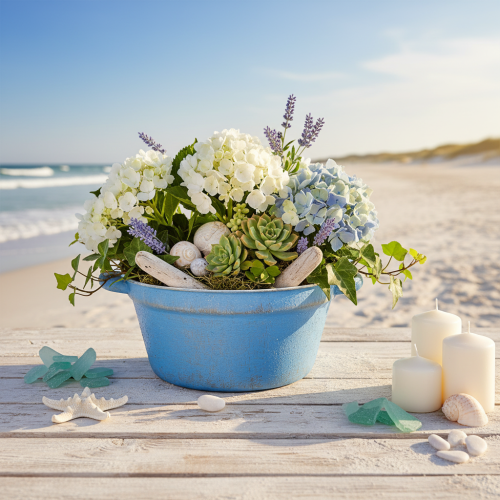 daiktų Dekoratyvinis dubuo/vazonas, mėlyno metalo, shabby chic stiliaus, Ø21 cm, aukštis10,5 cm