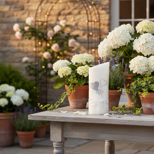 daiktų Vestuvinė žvakė, sidabrinė vestuvinė žvakė, balta žvakė 220/85 mm