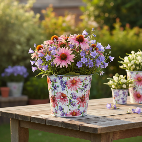 daiktų Gėlių vazonas, pavasarinė dekoracija, sodintuvas, metalinis, Ø12cm, aukštis10.5cm