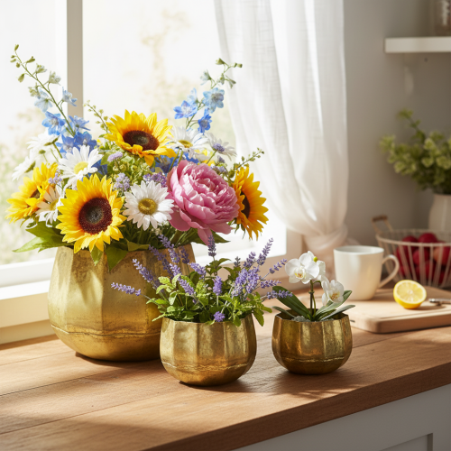 daiktų Dekoratyvinis dubenėlis žalvarinis metalinis dubenėlis Ø22/18/14cm, 3 vnt. rinkinys