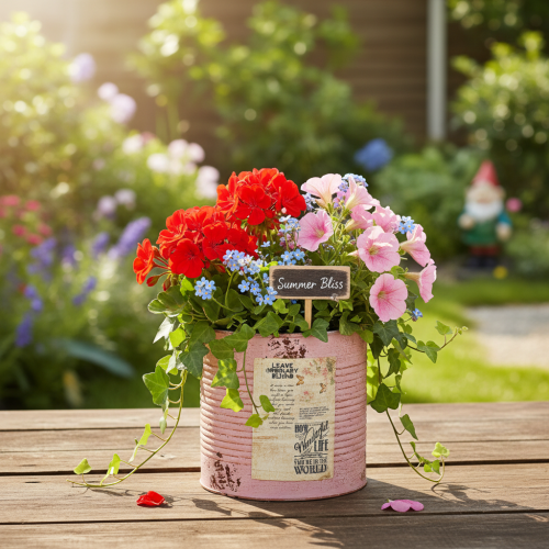 daiktų Vazonas, sendintos rožės, dekoratyvinė metalinė dėžutė, vintažinis, Ø15,5 cm, aukštis 15 cm