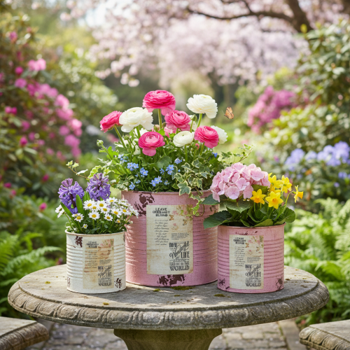 daiktų Gėlių vazonų rinkinys balkonui ir sodui, sodinimo dėžutės dekoracija, vintažinio stiliaus, 15 cm, 3 dalys