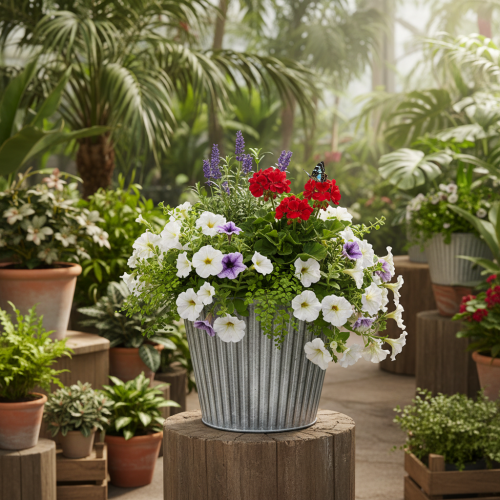 daiktų Augalų vazonas, dekoratyvinis vazonas su rankenomis, metalinis vazonas sodinimui Ø25,5 cm