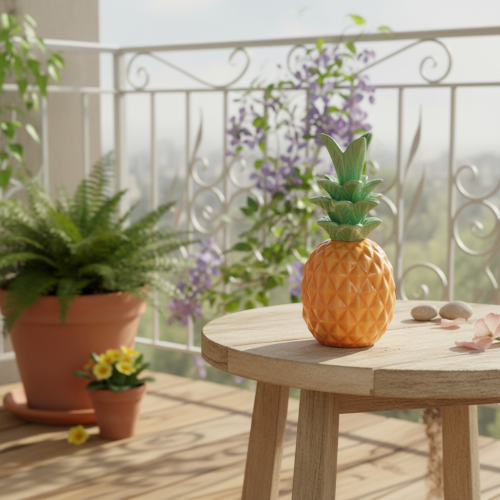 daiktų Dekoratyvinė ananasų keramika, spalvinga keramikos dekoracija, įvairios, 17 cm, 3 vnt.