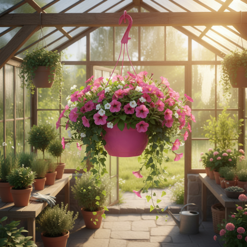 Pakabinamas krepšelis rožinis vazonas su skylutėmis Ø25cm H50cm | Floristik24.lt