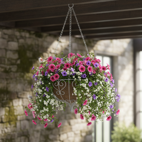 daiktų Krepšelis metalinis pakabinimui metalo apdaila balta pilka Ø24cm H19cm