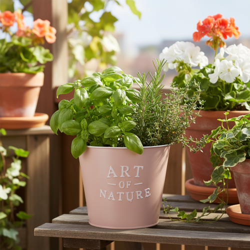 daiktų Cinko vazonas „Art of Nature“, sendintos rožės spalvos, Ø17,5 cm, aukštis 15 cm