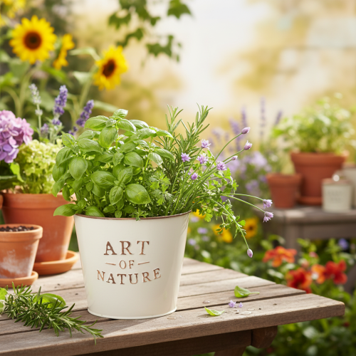 daiktų Cinko vazonas „Art of Nature Cream“ Ø17,5 cm, aukštis 15 cm