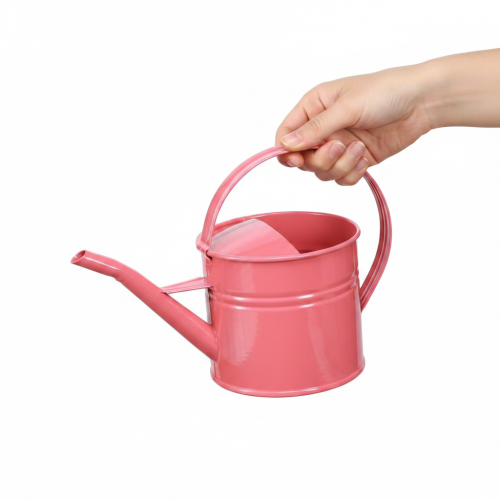 Metalinis dekoratyvinis laistytuvas, rožinis gėlių vazonas, 1,25 l, vidaus/lauko, balkonui | Floristik24.lt