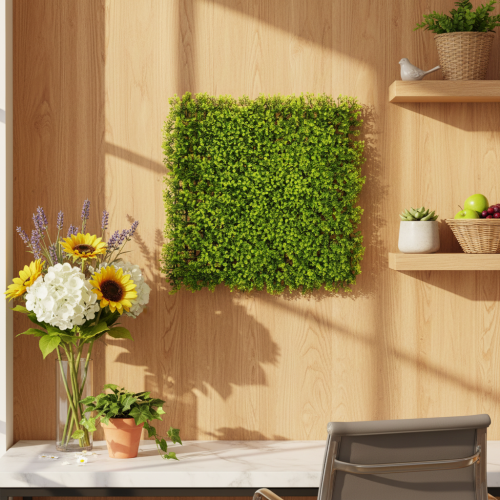Dirbtinis buksmedžio augalų kilimėlis 55x55 cm dekoratyviniam sienų dizainui | Floristik24.lt