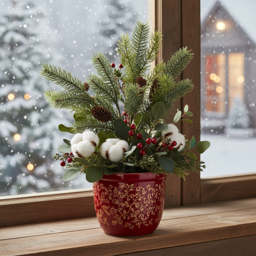 Dirbtinė eglės šakelė su kankorėžio dekoracija, 41 cm | Floristik24.lt