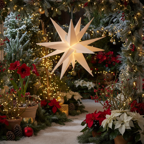 LED žvaigždė Kalėdų žvaigždė šiltai balta laikmatis lauko 60 cm | Floristik24.lt