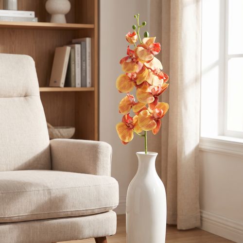 Orchid Phalaenopsis dirbtiniai 9 žiedai raudoni geltoni 96cm | Floristik24.lt