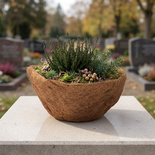 Gėlių dubuo apvalus, natūralaus pluošto dubuo, kokoso augalų dubuo apie 30 cm | Floristik24.lt