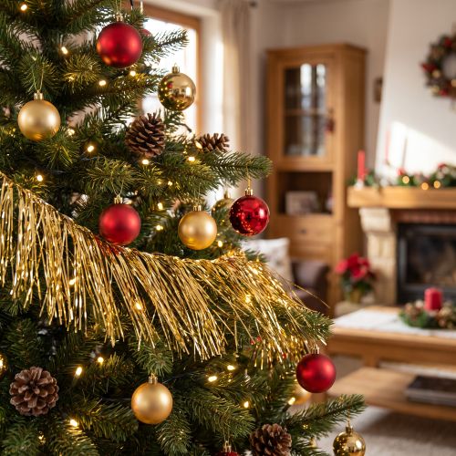 daiktų Tinsel Gold šviesus auksinis eglutė kabantis Kalėdų L50cm