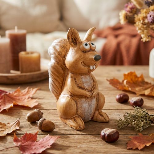daiktų Sėdinčios voverės figūrėlė rudens dekoracijai, 10 cm
