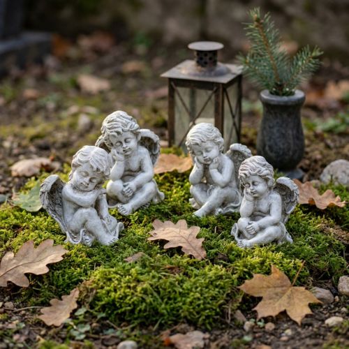 Angel sėdimas pilkas 11cm 4 vnt | Floristik24.lt