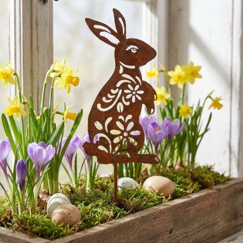 Sodo kuolas Rust Bunny gėlių raštas Sodo puošmena Velykų 9×15cm | Floristik24.lt