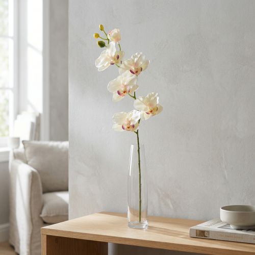 Orchid Phalaenopsis dirbtinės 6 žiedų kreminės rožinės spalvos 70cm | Floristik24.lt