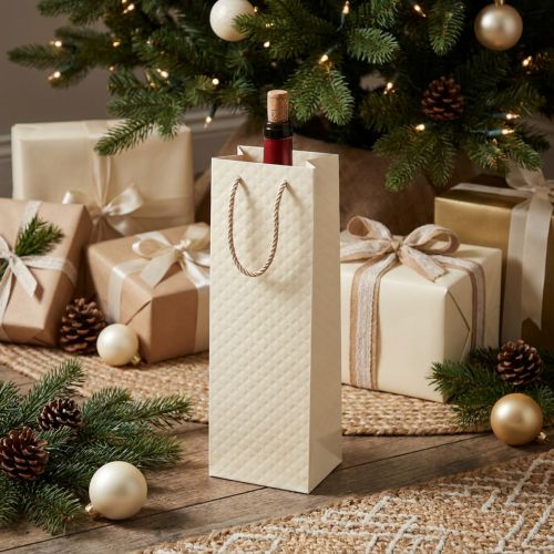 Dovanų maišelis buteliukams popierinis kremas 12×9×36cm 1 vnt | Floristik24.lt