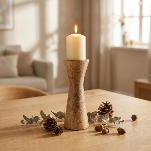 Žvakidė Modernus Žvakidėlis Mediena Natūralus Ø6cm H16cm | Floristik24.lt