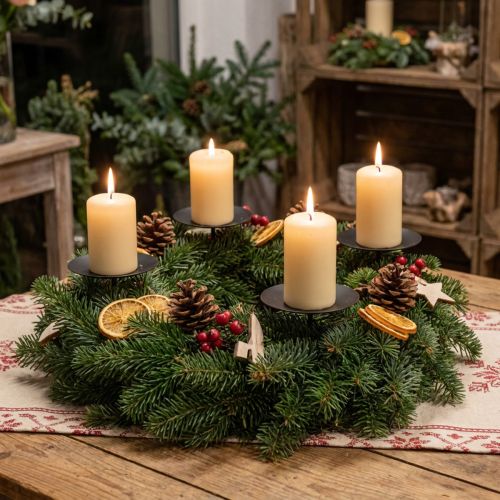 Žvakidė metalui užkišti Adventui juoda Ø8cm 4 vnt | Floristik24.lt